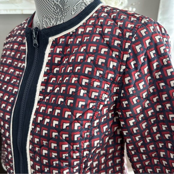 Talbots Reversible Quilted Jacket XS – Navy & Red Geometric Print - Picture 3 of 16